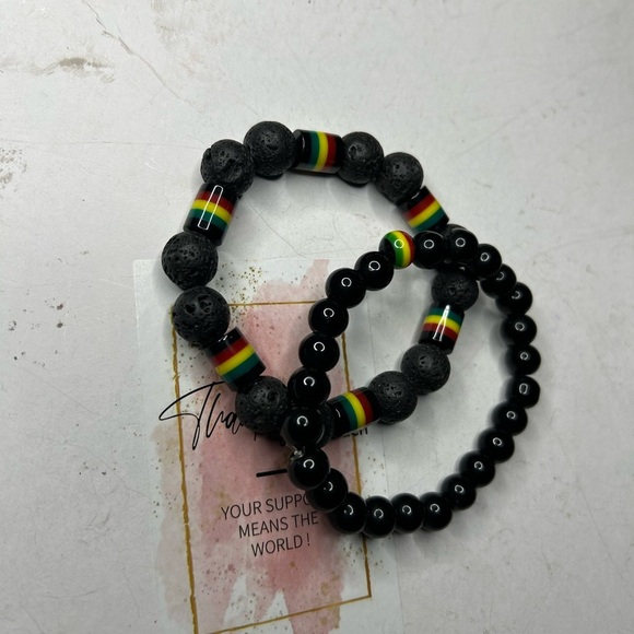 Black Onyx & Lava Rasta Bracelets - Picture 3 of 3